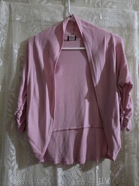 Pink Open-Front Women's Cardigan Sweater